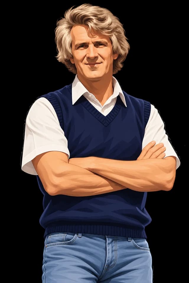 Coach Roger, le coach IA de Football OS, bras croisés